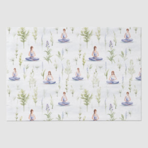 Beautiful Watercolor Yoga Girls Meditating Nature Tissue Paper