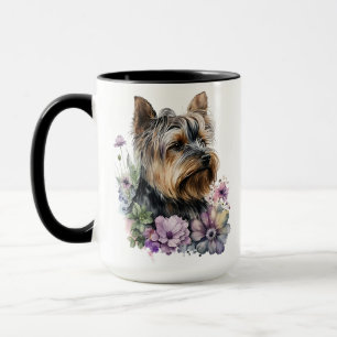 BEAUTIFUL WATERCOLOR YORKSHIRE TERRIER DOG MUG
