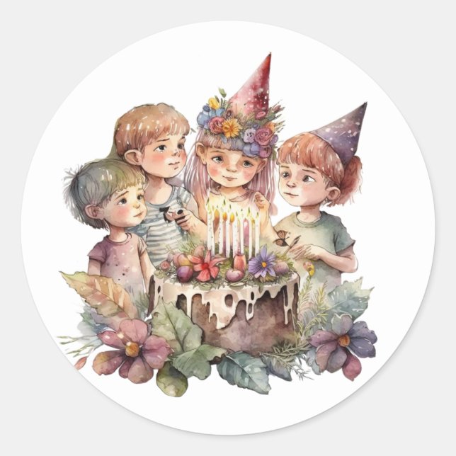 Beautiful watercolour Birthday Stickers (Front)