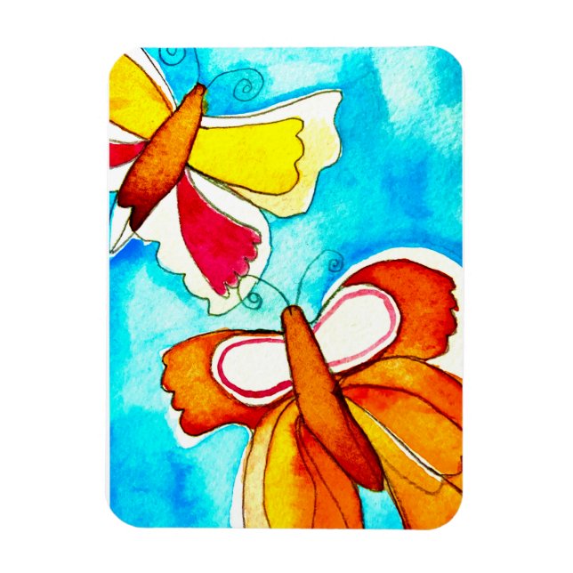 Beautiful watercolour butterflies magnet (Vertical)