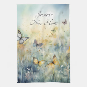 Beautiful Watercolour Butterflies Personalised Tea Towel