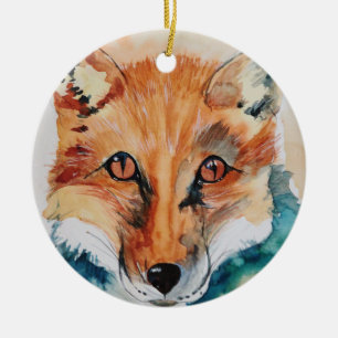 Beautiful Watercolour Fox Ceramic Ornament