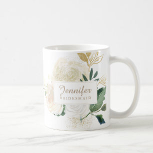 Beautiful Watercolour Roses with Gold Glitter Mug