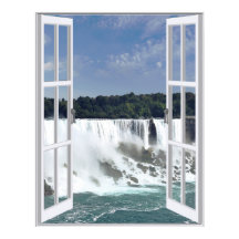 Beautiful Waterfall Faux Window View