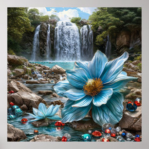 Beautiful waterfall landscape poster