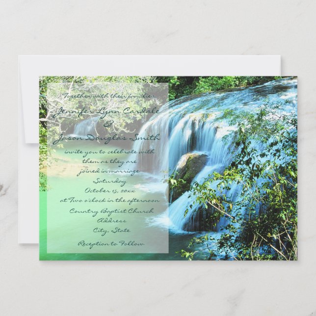 Beautiful Waterfall Outdoor Wedding Invitations (Front)