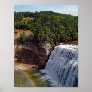 Beautiful  Waterfall Rainbow Nature Photography Poster