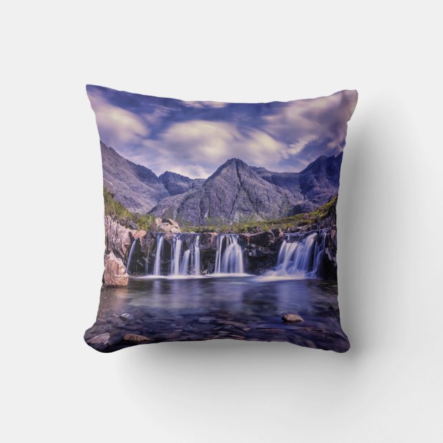Beautiful Waterfall Throw Pillow (Front)