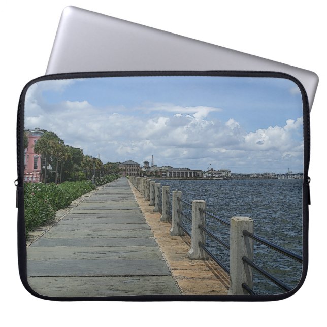 Beautiful Waterfront Walkway Laptop Sleeve (Front)