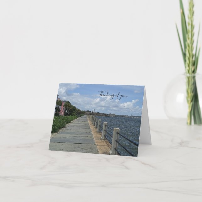 Beautiful Waterfront Walkway Thinking Of You Card (Front)