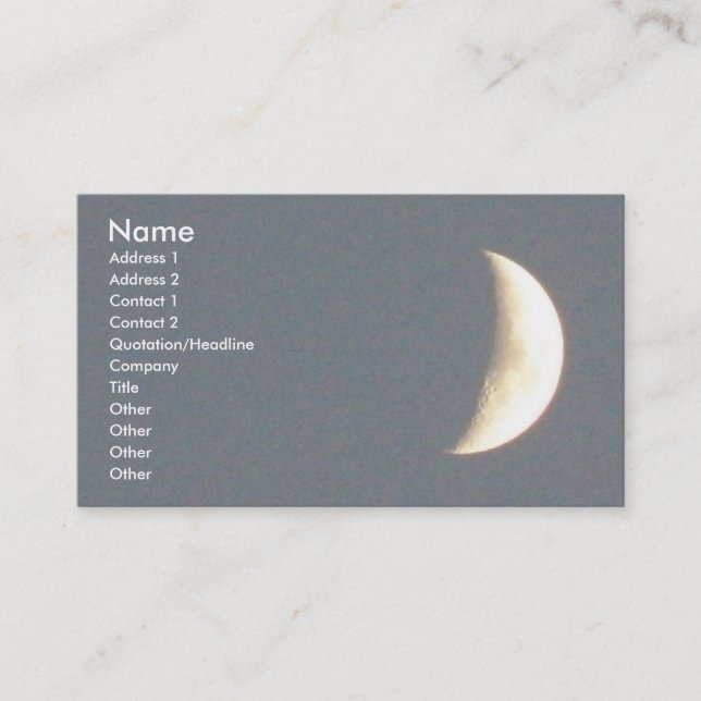 Beautiful Waxing Crescent Moon at Dusk Custom Business Card (Front)