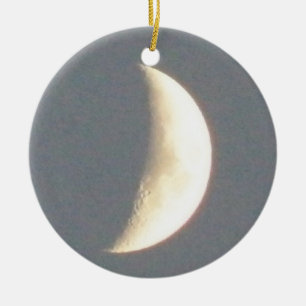 Beautiful Waxing Crescent Moon at Dusk Custom Ceramic Tree Decoration