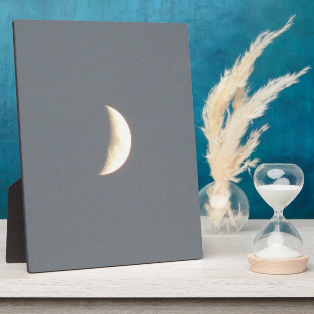 Beautiful Waxing Crescent Moon at Dusk Plaque (Side)