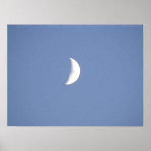 Beautiful Waxing Crescent Moon in Daylight Print