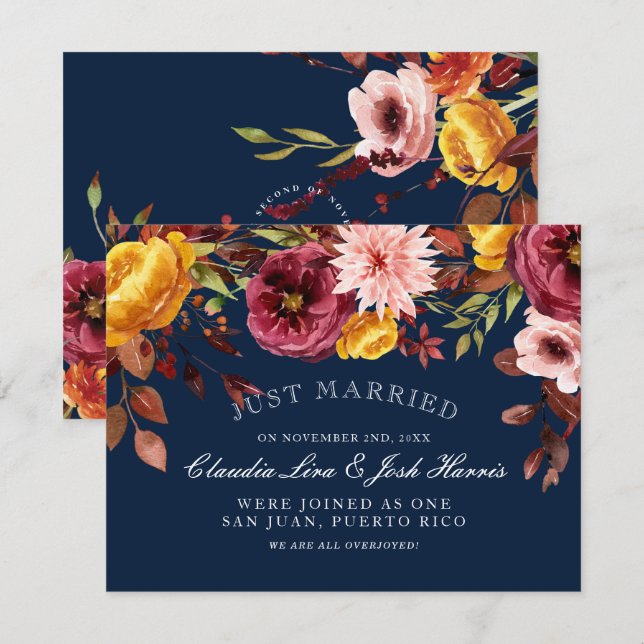 Beautiful Wedding Announcements for Fall Wedding (Front/Back)