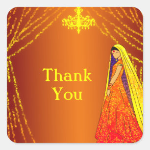 Beautiful Wedding Bride Thank You Favour Sticker