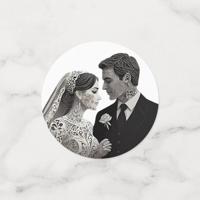 Beautiful wedding couple on a blue Tree of Life Confetti (Small Front)