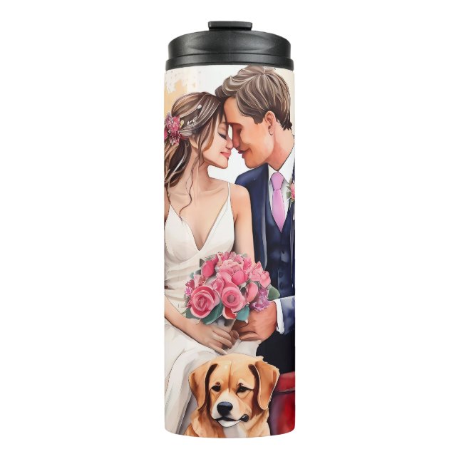 Beautiful Wedding Couple Watercolour Thermal Tumbler (Front)