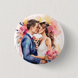 Beautiful Wedding Couple with Cute Funny 3 Cm Round Badge