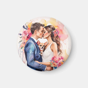 Beautiful Wedding Couple with Cute Funny  Magnet