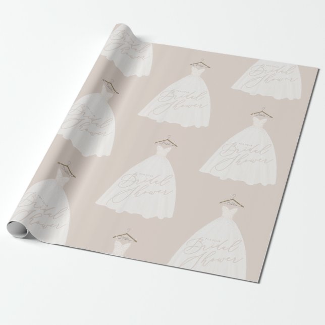 Beautiful wedding dress bridal shower wrapping paper (Unrolled)