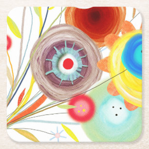 Beautiful wedding flowers square paper coaster