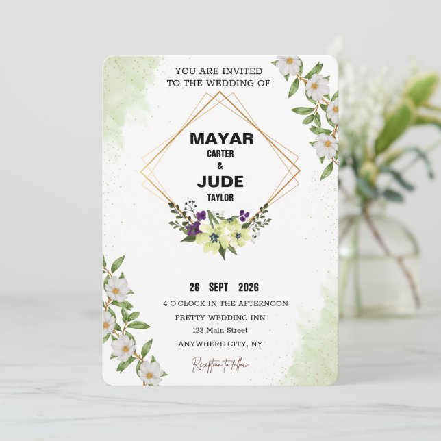 Beautiful Wedding Invitation Design - Easy to Cust (Standing Front)