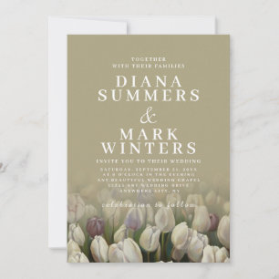 Beautiful wedding Invitation with white tulips