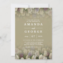 Beautiful wedding Invitation with white tulips