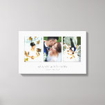 Beautiful Wedding Photo Collage Canvas Print<br><div class="desc">Canvas print with a wedding photo collage with three of your photos inside thin grey frames on a white print. Personalise with three wedding photos,  your names,  and wedding date!</div>