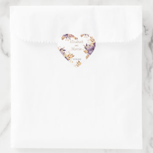beautiful wedding watercolor flowers heart sticker