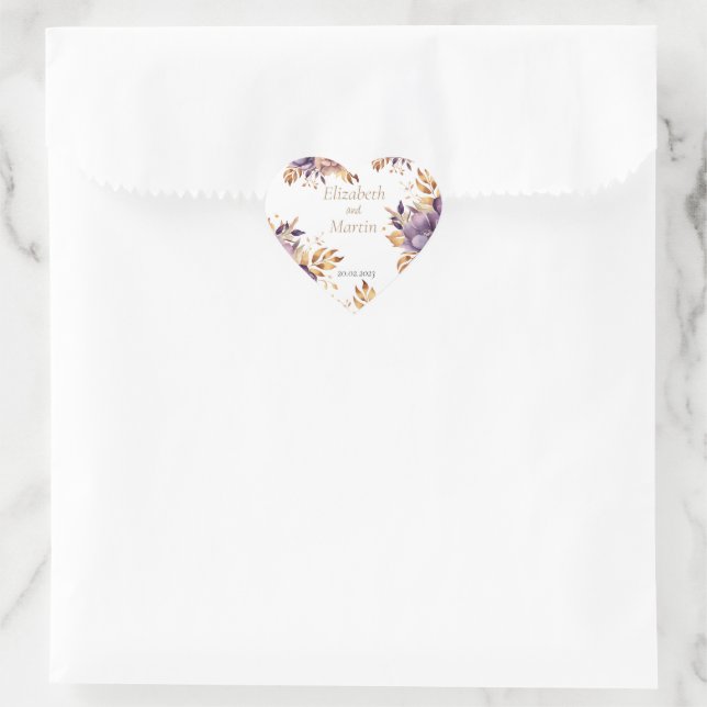 beautiful wedding  watercolor flowers   heart sticker (Bag)