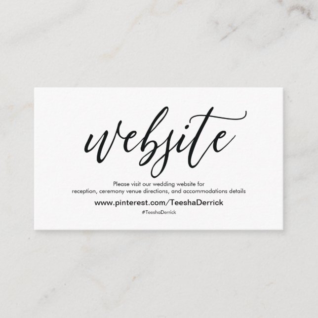 Beautiful Wedding Website Details Enclosure Card (Front)