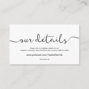 Beautiful Wedding Website Details Enclosure Card