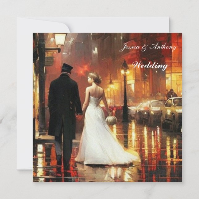 Beautiful Wedding white dress Tuxedo  Invitation (Front)