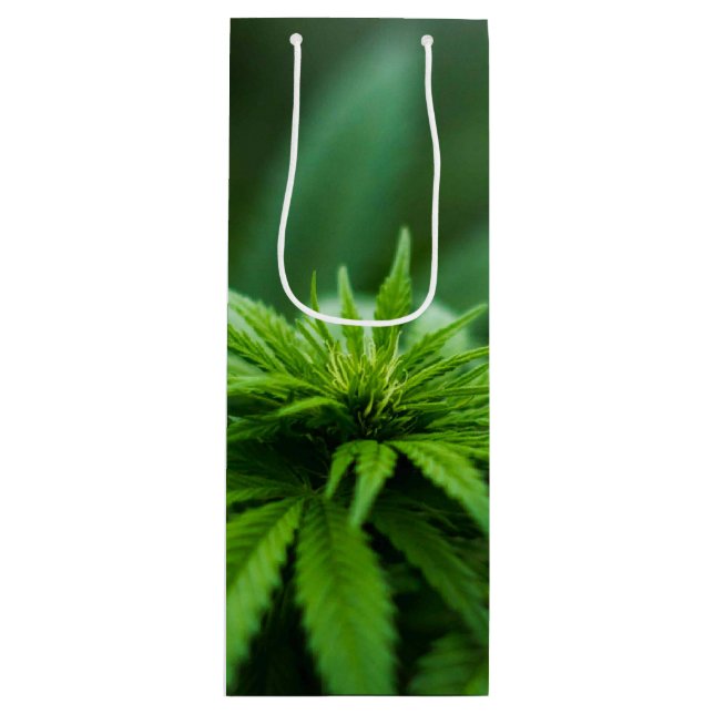 Beautiful Weed Plant Wine Gift Bag (Front)