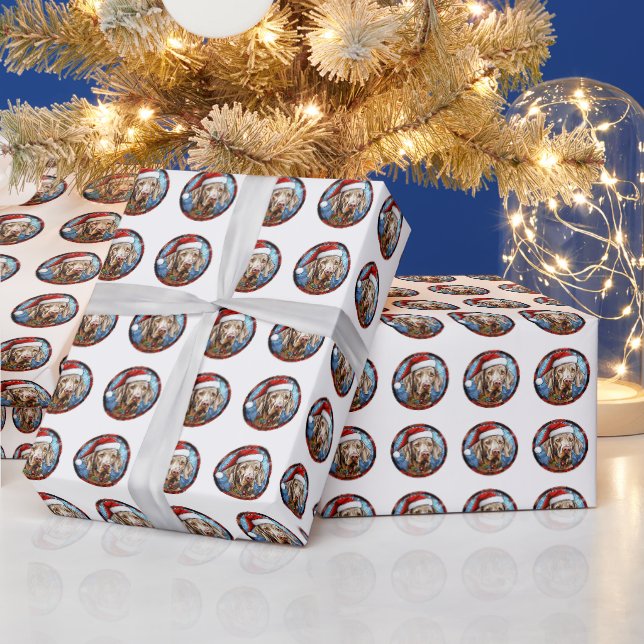 Beautiful Weimaraner Dog Christmas Pattern Wrapping Paper (Holidays)