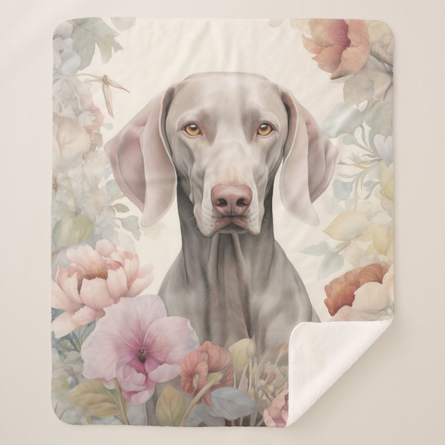 Beautiful Weimaraner Sherpa Blanket (Front)
