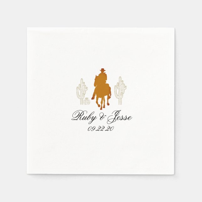 Beautiful  Western Dark Brown Wedding Napkin (Front)