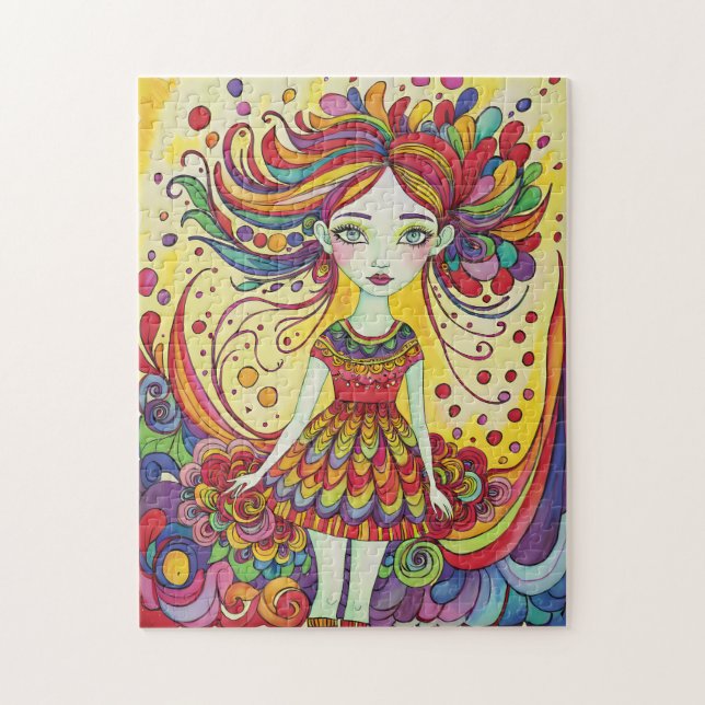 beautiful whimisical girl original art jigsaw puzzle (Vertical)
