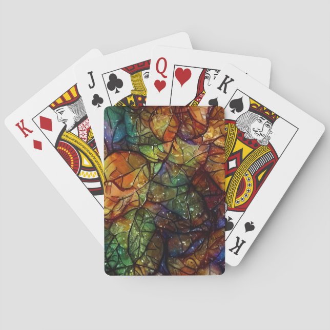 Beautiful Whimsical Art Autumn Leaves Playing Cards (Back)