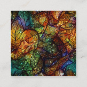 Beautiful Whimsical Art Autumn Leaves Square Business Card