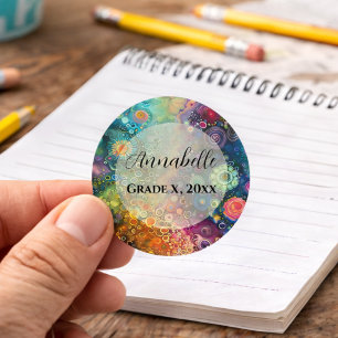 Beautiful Whimsical Colourful Back to School  Classic Round Sticker