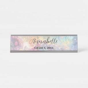 Beautiful Whimsical Colourful Back to School Desk Name Plate
