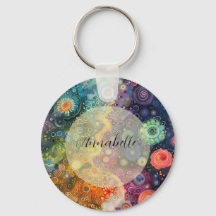 Beautiful Whimsical Colourful Back to School Key Ring