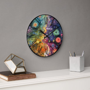 Beautiful Whimsical Colourful Back to School  Large Clock