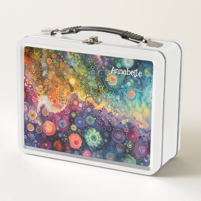 Beautiful Whimsical Colourful Back to School  Metal Lunch Box (Front)