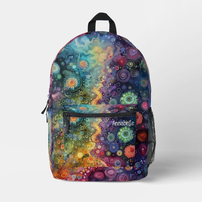Beautiful Whimsical Colourful Back to School  Printed Backpack (Front)