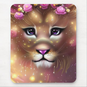 Beautiful Whimsical Fantasy Girl Lion   Mouse Mat