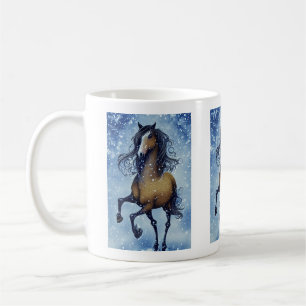 Beautiful Whimsical Horse in the Snow Winter Coffee Mug